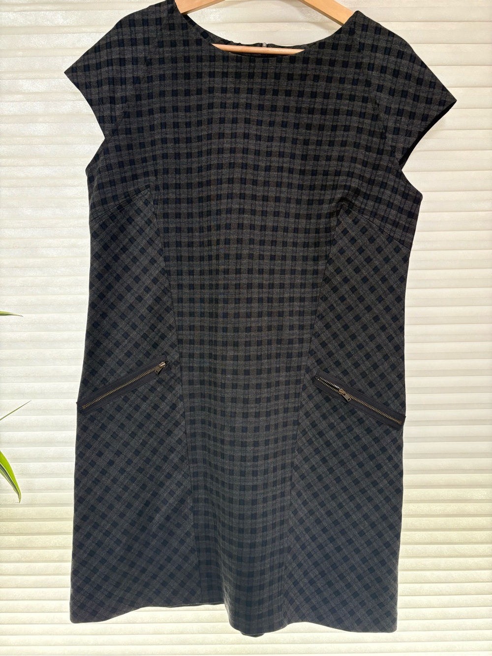 Tilley - NEW Gray & Blue Plaid Cap-Sleeve Shift Dress/Tunic